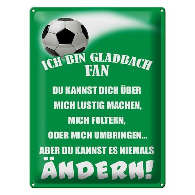 Cartel de chapa que dice 30x40cm Soy fanático del fútbol de Gladbach
