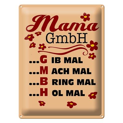 Plaque en tôle disant 30x40cm Mama GmbH donner, apporter, recevoir