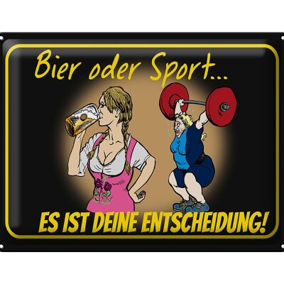 Blechschild Pinup 30x40cm Bier oder Sport Entscheidung