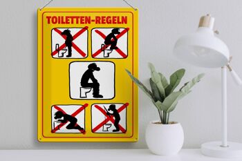 Panneau en tôle avis règles de toilettes 30x40cm 3