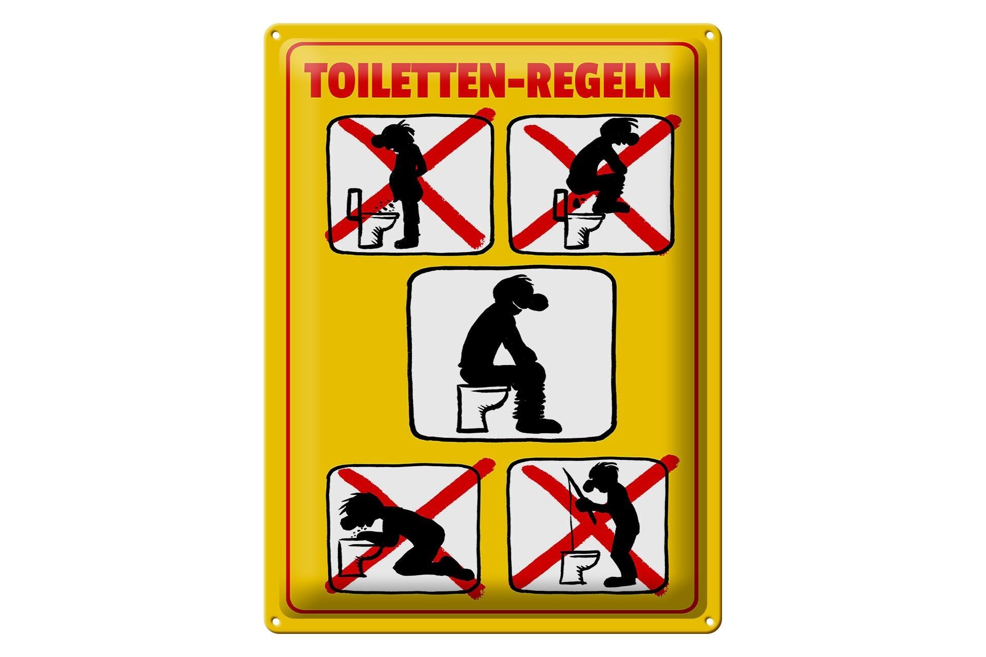 Targa in metallo avviso regole toilette 30x40 cm