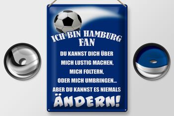 Plaque en tôle disant 30x40cm Je suis un fan de football de Hambourg 2