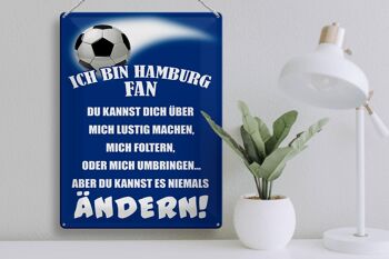 Plaque en tôle disant 30x40cm Je suis un fan de football de Hambourg 3