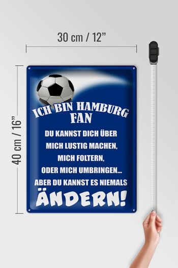 Plaque en tôle disant 30x40cm Je suis un fan de football de Hambourg 4