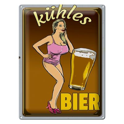 Blechschild Pinup 30x40cm kühles Bier