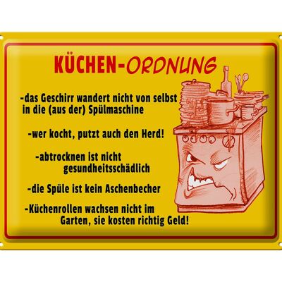 Metal sign notice 40x30cm kitchen order dishes sink