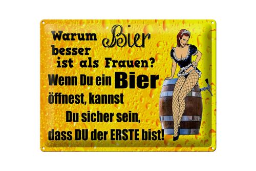 Blechschild Pinup 40x30cm Warum Bier besser ist als Frauen