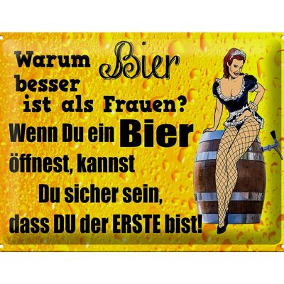 Blechschild Pinup 40x30cm Warum Bier besser ist als Frauen