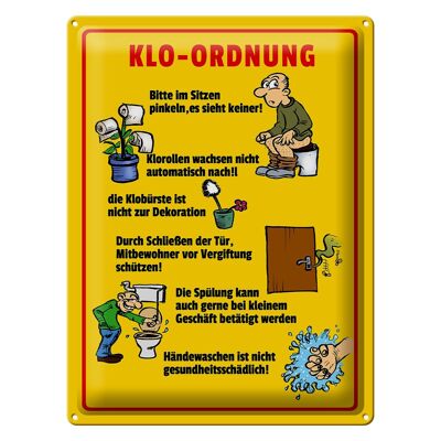 Blechschild Hinweis 30x40cm Klo Ordnung im Sitzen pinkeln