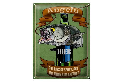 Blechschild Spruch 30x40cm Angeln Bier der einzige Sport