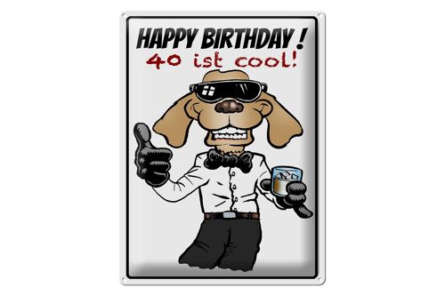 Blechschild Spruch 30x40cm Happy Birthday 40 is cool