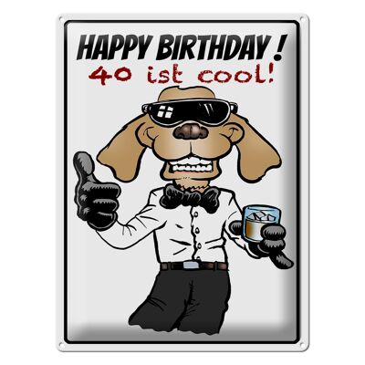 Blechschild Spruch 30x40cm Happy Birthday 40 is cool