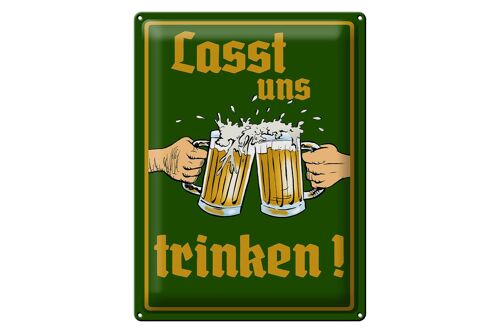 Blechschild 30x40cm Bier lasst uns trinken Gläser