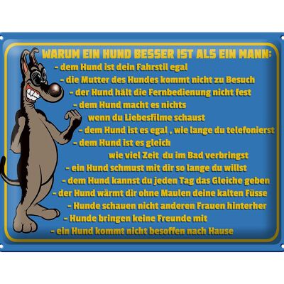 Blechschild Spruch 40x30cm Warum Hund besser ist als Mann