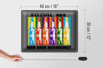Plaque en tôle 40x30cm "social is who bring beer" 4