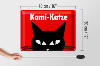 Plaque en tôle disant 40x30cm Kami - Chat 4