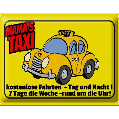Targa in metallo con scritta "Mamas Taxi free rides" 40x30 cm