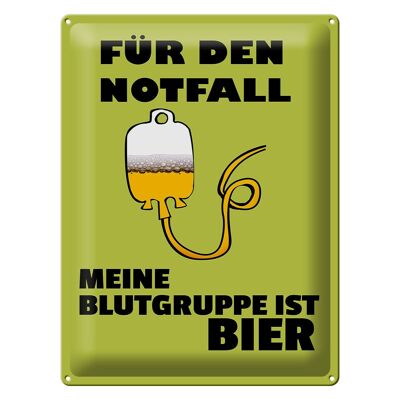 Blechschild 30x40cm für den Notfall Blutgruppe Bier