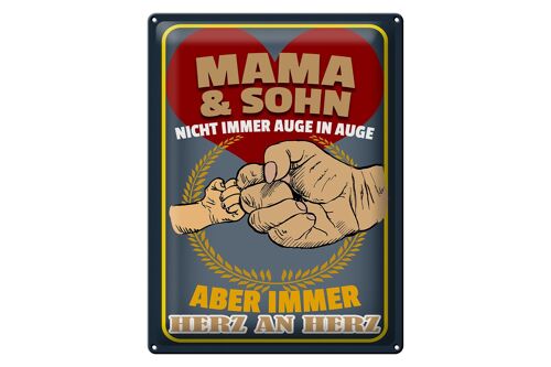 Blechschild Spruch 30x40cm Mama und Sohn immer Herz an Herz