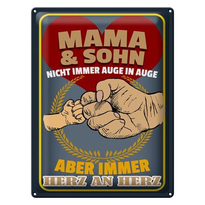 Blechschild Spruch 30x40cm Mama und Sohn immer Herz an Herz