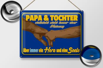 Plaque en étain disant 40x30cm papa et fille un cœur et une âme 2