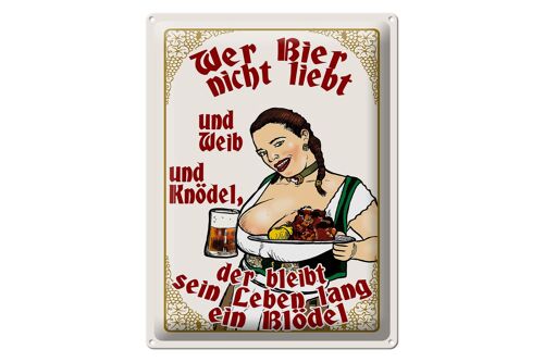 Blechschild Pinup 30x40cm wer Bier nicht liebt ein Blödel