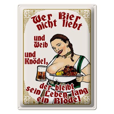 Blechschild Pinup 30x40cm wer Bier nicht liebt ein Blödel