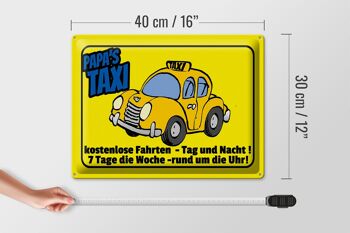Panneau en étain indiquant 40x30cm Papa's Taxi trajets gratuits 4
