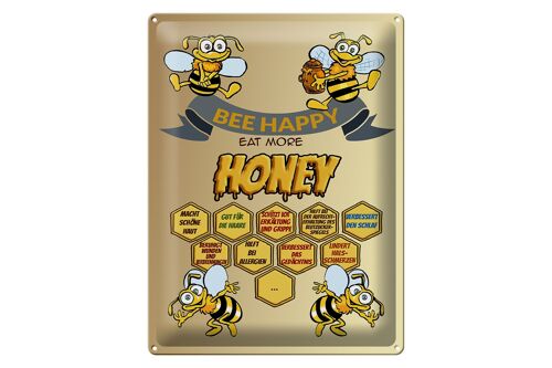 Blechschild Spruch 30x40cm Bee happy eat more honey Honig