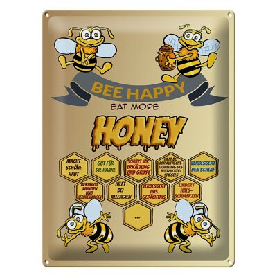 Targa in metallo con scritta "Ape felice, mangia più miele, miele".