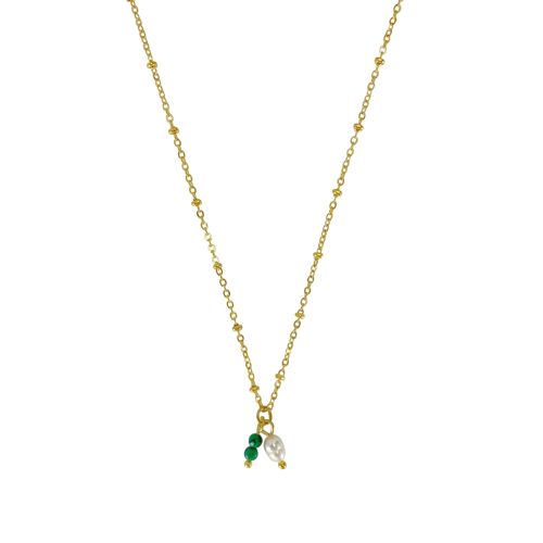 Necklace Pearl & Malachite Gold