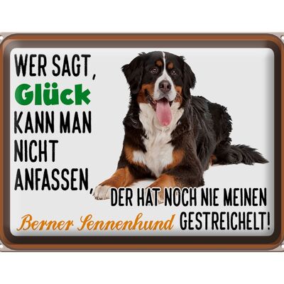 Blechschild Spruch 40x30cm wer sagt Glück Berner Sennenhund