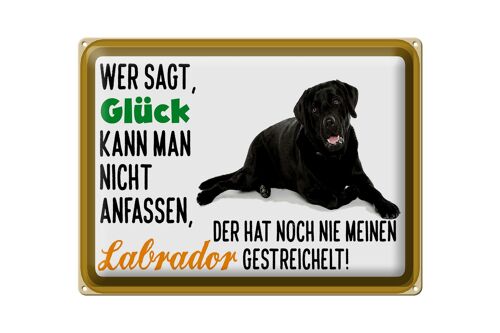 Blechschild Spruch 40x30cm Glück nicht anfassen Labrador