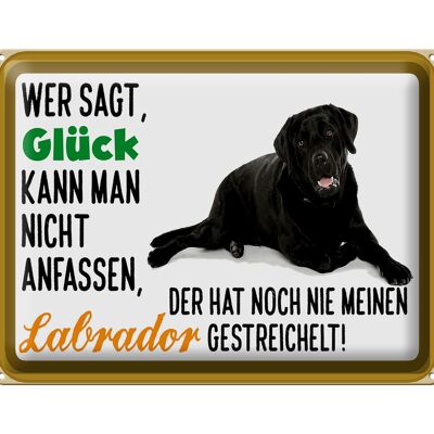 Blechschild Spruch 40x30cm Glück nicht anfassen Labrador