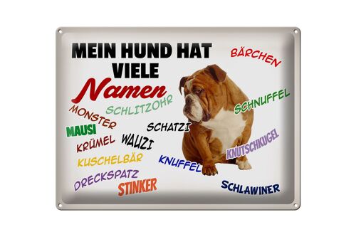 Blechschild Spruch 40x30cm mein Hund hat viele Namen