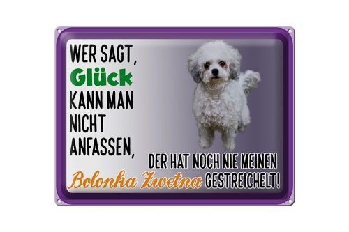 Blechschild Spruch 40x30cm Glück anfassen Bolonka Zwetna