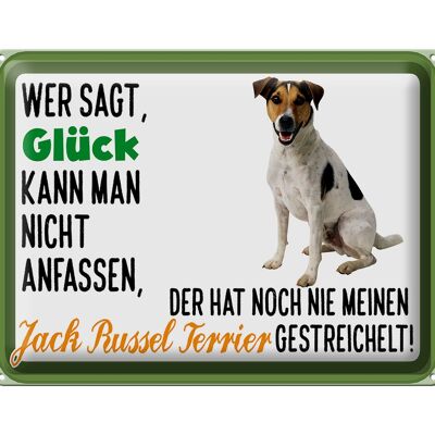 Targa in metallo con scritta "Lucky Jack Russel Terrier" 40x30 cm