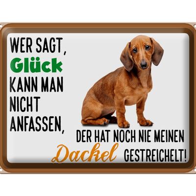 Blechschild Spruch 40x30cm wer sagt Glück Dackel Hund