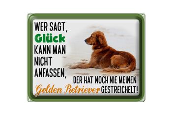 Plaque en étain disant 40x30cm Chien Golden Retriever Chanceux 1