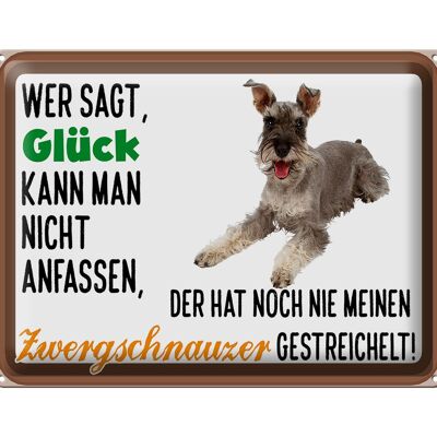 Blechschild Spruch 40x30cm Glück Zwergschnauzer Hund