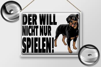 Panneau en tôle note 40x30cm, le chien ne veut pas seulement jouer au panneau blanc 2