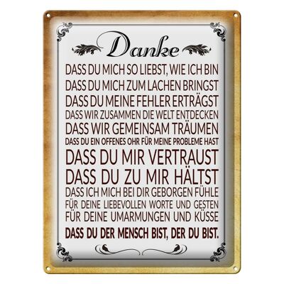 Blechschild Spruch 30x40cm Danke dass du bist der du bist