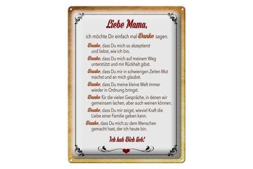 Blechschild Spruch 30x40cm liebe Mama Ich hab dich lieb