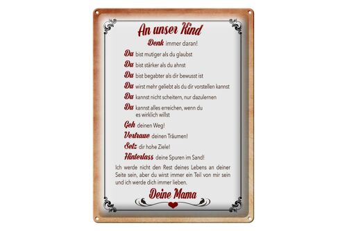 Blechschild Spruch 30x40cm Kind denk immer daran deine Mama