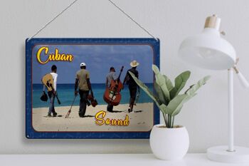 Plaque en tôle Cuba 40x30cm Bande sonore cubaine sur la plage 3