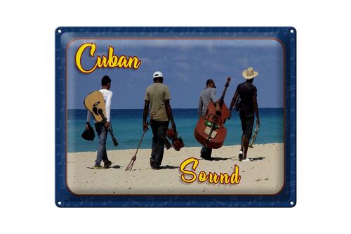 Blechschild Cuba 40x30cm Cuban Sound Band am Strand