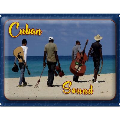 Targa in metallo Cuba 40x30 cm Banda sonora cubana sulla spiaggia