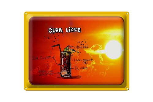 Blechschild Cuba 40x30cm Libre Sonne Cocktail