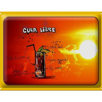 Blechschild Cuba 40x30cm Libre Sonne Cocktail