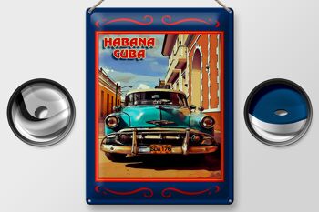 Plaque en tôle Cuba 30x40cm Habana Cuba voiture bleue 2